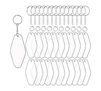 Katnetoly 30 Set di Targhette Acriliche Vuote per Chiavi, Inclusi 30 Fogli Acrilici Un Forma di Hotel Motel, 30 Anelli e 30 Anelli di Salto