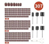 Katnetoly 307 Pz Set di Levigatrici un Kit di Levigatura un 300 Pezzi Manicotti un Nastro Abrasivo+6 Pezzi Mandrini un per Utensile Rotante +1 Chiave Combinata