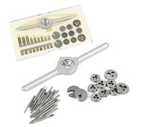 Katnetoly 31 Pezzi Metric Tap And Die Set Kit Mano Tap Trapano A Mano Smusso A Vite HSS Filettatura Die Chiave A Cricchetto Kit Tap And Die