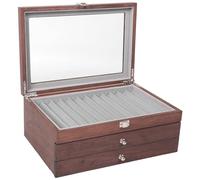Katnetoly 34 Grid Walnut Pen Storage Case Luxury 3 Layer Pen Display Organizer Trasparente Window Fountain Box Pen-Collection