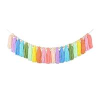 Katnetoly 37 Pollici Pastello Nappa Ghirlanda con Perline di Legno Colorato Arazzo per La Parete della Camera da Letto Aula Scuola Materna Decorazione del Partito
