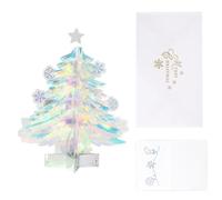 Katnetoly 3D PopUp Christmas Tree Ornament Mini Neon Film Tree Biglietto di Auguri Busta Set Decorazione da Scrivania per Le Vacanze per Casa e Ufficio