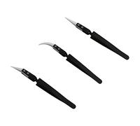 Katnetoly 3PZ Antistatico Inverso Pinzette nel Ceramica IC SMD SMT Inverso Pinzette Resistente al 1000 Gradi Utensili un Mano Nero