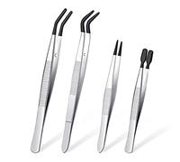 Katnetoly 4 Pezzi Pinzette con Punte nel Gomma Pinzette Pinzette Rivestite nel PVC, Pinzette nel Gomma un Punta Fine Pinzette nel Gomma un Punta Piatta