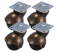 Katnetoly [4 pezzi] Ruote girevoli con rotelle con piastra superiore girevole, antico (freno da 1,5 pollici)
