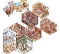 Katnetoly 4 Set di DIY per La Casa In 3D, con Scene di Cartoni Animati Carini, DIY Divertenti per Creare il Tuo Supermercato