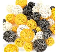 Katnetoly 42 Pezzi di Palline in Rattan, Riempitivi per Ciotole, Palline di Vimini, Sfere Decorative, Riempitivi per Vasi, per Centrotavola per Tavola di Nozze Domestica