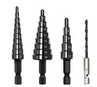 Katnetoly 4PZ 3-12 4-12 4-20Mm HSS Dritto Scanalatura Step Drill Bit Nitruro Twist Drill Legno Metallo Hole Cutter Core Drilling Tools