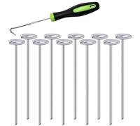 Katnetoly 50 Pezzi di Graffette Circolari Superiori per Paesaggi, da Giardino da 6 Pollici, In Tessuto Zincato per Paesaggi, Perni da Terra per Carichi Pesanti, Durevoli e Facili da Usare