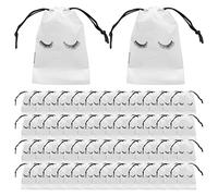 Katnetoly 50 Pezzi Sacchetti per La Cura Delle Ciglia Sacchetti per il Trucco nel Plastica Astuccio per il Trucco da Toilette Cosmetici da Viaggio con Coulisse Bianca,S