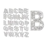 Katnetoly 52 Pezzi di Lettere Alfabeto in Strass Glitterato Set da 2.4 Pollici Lettere in Strass di Resina da Stiro con Adesivo Glitter Autoadesivo Kit A-Z