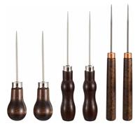 Katnetoly 6 Pezzi di Strumento per Graffiare La Pelle A Forma di con Manico In Legno per Punzonatura per Cuciture, Marcatura, Cucito, In Legno