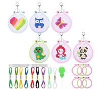 Katnetoly 6 Pezzi Kit Punto Croce Stampati Ornamenti Artigianali per Bambini Principianti Mini Kit Ricamo Fai da Te