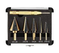 Katnetoly 6 Punte da Trapano In Acciaio Ad Alta Velocità per Foratura A Gradini Multifunzionale con Scanalatura Diritta Alesatore per Trapano In Acciaio Ad Alta Velocità