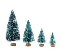 Katnetoly 60 Pezzi Mini Sisal Snow Frost Pino Invernale con Base nel Legno Ornamenti di Neve da Tavolo per Decorazioni Natalizie