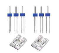 Katnetoly 6Pack Double Twin Needles Ago Rugoso con 2 Pezzi Piedino per Nervature Un 9 Scanalature per Accessori per Macchine da Cucire 5FM