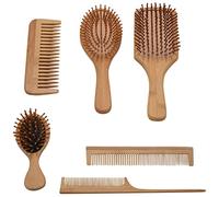 Katnetoly 6PC / Set Pettine nel Legno Paddle Cuscino Perdita di Capelli Massaggio per Capelli Pettine Cuoio Capelluto Cura Dei Capelli Pettine di Bambù