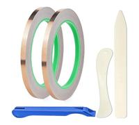 Katnetoly 7/32 Foglio di Rame per Vetro Colorato Rame Reattivo con Doppio Lato Conduttivo Deco, 30 Metri con Attrezzo per Laminação