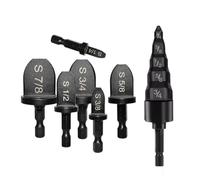 Katnetoly 7 Punte da Trapano Manuali In Acciaio Nero per Rastremare Tubi In Rame, 6 Punte da Trapano per Espandere Tubi In Rame, 5 In 1, per Tubi In Rame per Condizionatore D'Aria