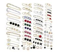 Katnetoly 70 Pz Spilla di Perle, Spilla da Balia per Stringere La Vita dei Pantaloni Spille con Doppie Perle Finte per Bottoni di Copertura alla Moda per Donne e Ragazze