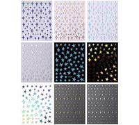 Katnetoly 9 Pezzi di Stelle Colorate per Nail Art Decalcomanie Autoadesive Forniture per Unghie Design per Nail Art Accessori Decorativi