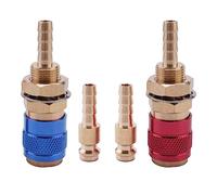 Katnetoly Adattatore per connettore rapido per acqua un gas raffreddato ad acqua da 2 pezzi da 6 mm per connettore per torcia per saldatura MIG TIG, blu + rosso