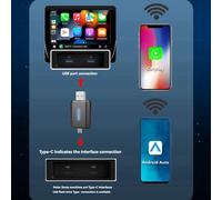 Katnetoly Adattatore Wireless CarPlay 2 in 1 e Adattatore Wireless Android Auto, Adattatore Wireless Carplay WiFi Type-C/USB Plug & Play da 5 GHz