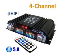 Katnetoly Amplificatore Audio Amplificatore per Auto in Lega di Alluminio Amplificatore Audio Digitale A 4 Canali per Sistemi Audio Domestici, Auto, Karaoke Supporta USB SD AUX