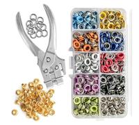 Katnetoly Anelli di Tenuta In Metallo da 3/16 Pollici 300 Pezzi con Pinze per Perforatori per Occhielli per Tessuto, Pelle, Cinture, Tela