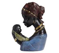 Katnetoly Arredamento per La Casa, Scultura d'Arte Africana, Arredamento Africano, Statua di e Figlio, Perfetto per La Decorazione da Tavolo del Soggiorno Rosso