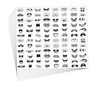Katnetoly Art Craft DIY Decorazione 960Pezzi Occhi e Bocca Neri, 48 Design Espressioni Facciali Cartoni per Tazza Album di Ritagli