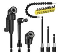 Katnetoly Attacco per Trapano Ad Angolo Retto da 105° Supporto per Punte da Trapano Punte per Cacciavite Punte Ad Angolo di 90° 17 Pezzi