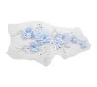 Katnetoly Beaded Hot Foratura Pizzo Perline Fiori Ricamati Patch per Abbigliamento Matrimonio DIY Decor Dress su Applique da Cucire Blu