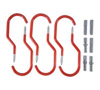 Katnetoly Bici Ganci, Ganci di Stoccaggio Per Bici Pesanti Set, Utilità Ganci di Stoccaggio Per Garage Gancio Per Giardini in Plastica Per Montaggio A Parete/Soffitto Rosso Confezione da 6