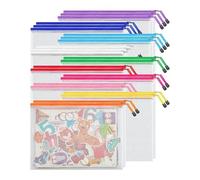 Katnetoly Borsa per Documenti In Rete con Cerniera A 10 Colori Borsa In Rete Formato Lettera A4, Borsa per Documenti con Cerniera Impermeabile, 24 Pezzi