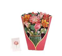 Katnetoly Carte -Up, Dear, Bouquet di Fiori In Formato Naturale di 13,8 Pollici In 3D con Biglietto, Facile da Usare