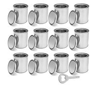 Katnetoly Confezione da 12 Barattoli di Vuoti con Coperchio, Secchio di Non Rivestito da 0,4 Litri, Secchio di Non Rivestito per Progetti DIY e