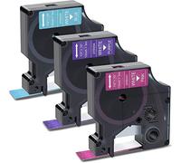 Katnetoly Confezione da 3 Nastri per Etichette Stampa Bianca su Glitter Blu/Rosa/Viola 12 Mm per Etichettatrice, Label Manager 160 280