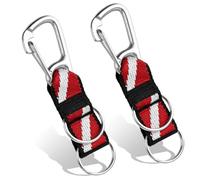 Katnetoly Connettore A Diviso in Acciaio Inossidabile per Subacquea (2 Pezzi), Include Gancio di Sicurezza, Anelli Divisi Doppi e Cinghia in Tessuto con Clip.