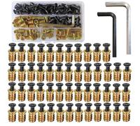 Katnetoly Connettori di Fissaggio A Bullone di Inserto In Legno Inserto Filettati per Legno per Mobili Tavolo da Tavolo da Scrivania Letto, Completamente Filettato