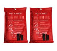 Katnetoly Coperta Antincendio di Emergenza 2 Pezzi, Coperta Antincendio, Coperta Antincendio per Cucina, Griglia, Camino (39,4 Pollici X 39,4 Pollici) Facile da Usare