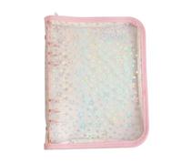 Katnetoly Copertina per Raccoglitore Economico A5 con Cerniera, Raccoglitore Ad Anelli A5 con 6 Stelle Glitterate, Guscio per Notebook Ricaricabile In PVC Trasparente Rosa Circa 19x24,8 cm