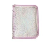 Katnetoly Copertina per Raccoglitore Economico A5 con Cerniera, Raccoglitore Ad Anelli A5 con 6 Stelle Glitterate, per Notebook Ricaricabile In PVC Trasparente Viola Durevole