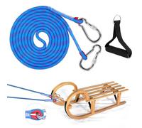 Katnetoly Corda per Slitte con Moschettone, Corda per Slitte Spessa Diametro 10 mm, 4 M di Guinzaglio per Slitte con Maniglia, per Slitte, Corda per Tirare La Slitta