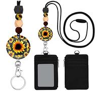 Katnetoly Cordini di Girasole per Badge Identificativi e Chiavi, Simpatico Porta Badge Identificativo con Cordino, per Infermiera Insegnante