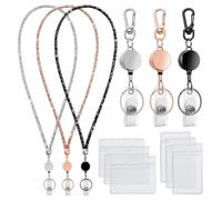 Katnetoly Cordini per Badge Identificativi 9 In 3 Set Cordino per Badge Bling con Porta Badge Identificativo Cordini Retrattili per Insegnanti In