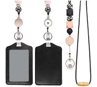 Katnetoly Cordini Retrattili per Badge Identificativi e con Supporto nel Pelle PU Cordini per Insegnante Breakaway per Nero