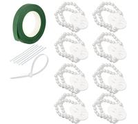 Katnetoly Corpetto da Polso Fascia da Polso 8 Pezzi Braccialetti da Polso con Corsetto, Braccialetti Elastici per Festa di Nozze Prom Corsage da Polso DIY, Perla