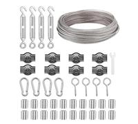 Katnetoly D'Acciaio 30M 2mm con Tensionatore A Vite per D'Acciaio, per Piante Rampicanti, Recinzioni, Luci A Corda