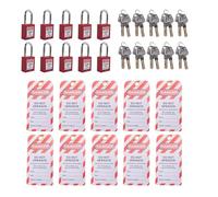 Katnetoly di Blocco Rosso per Tagout, In Acciaio Inossidabile, con 10 Etichette di Blocco Etichettate, Chiave Differente, di Sicurezza Conformi (Rosso, Chiave Differente)